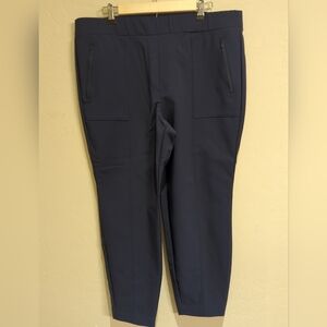 Lane Bryant Plus Sz 18 Pull On Trousers Pockets Elastic Waist Band Navy